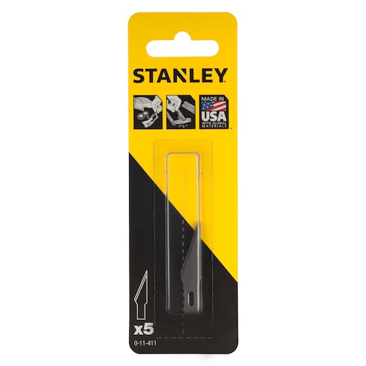 STANLEY® 45mm Sharp-Angled Blades for Hobby Craft Knife Package Front view