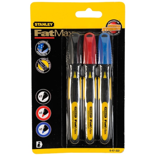 Marqueur à pointe fine STANLEY® FATMAX® carte 3 (noir, bleu et rouge)