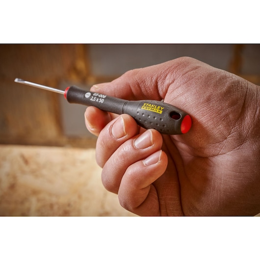 STANLEY® FATMAX® Parallel 2.5 x 50mm Screwdriver Application Action Shot Hand/Person