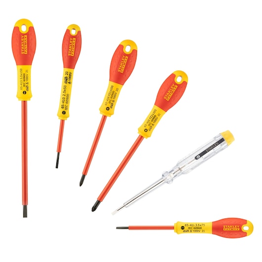 STANLEY® FATMAX® 6 piece Insulated Slotted Pozidriv Screwdriver Set