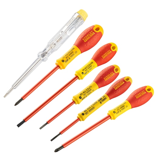 STANLEY® FATMAX® 6 piece Insulated Slotted Pozidriv Screwdriver Set