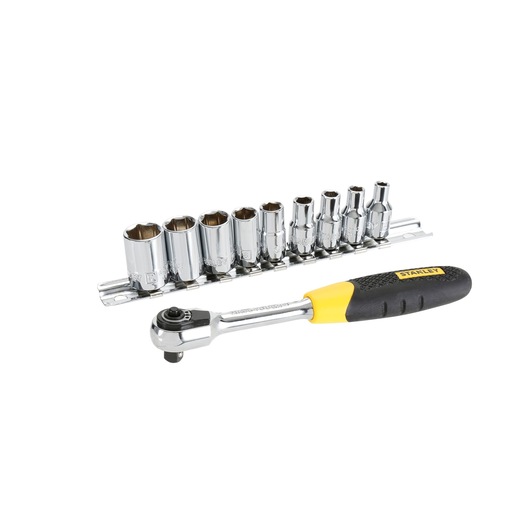 DOUILLES MICROTOUGH 1/4" - JEU DE 9PCS + CLIQUET