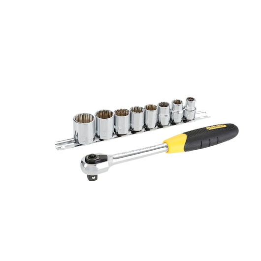 DOUILLES MICROTOUGH 3/8" - JEU DE 8PCS + CLIQUET