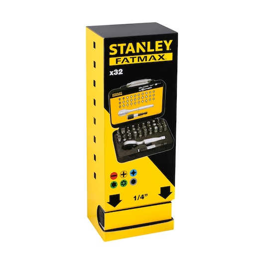 Coffret de vissage 25 pièces Stanley avec tournevis et embouts PH,PZ,T,HEX,  Carré