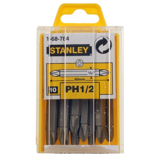 LAME DE VISSAGE DOUBLE EMPREINTE PHILLIPS PH1 ET PH2 60MM - 10PCS