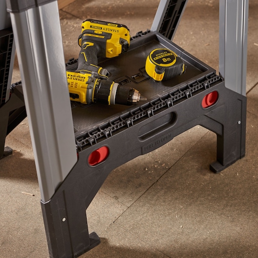 1-92-980 STANLEY® FATMAX® Folding Adjustable Height Metal Sawhorse (Pair), 1,135kg Max. Capacity, application image