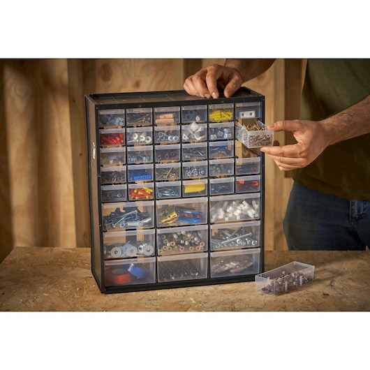 STANLEY® 39-Drawers Multi-Use Storage Bin Application Shot