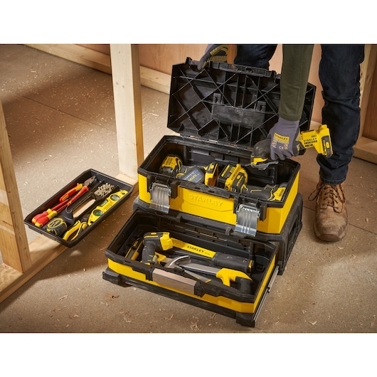 STANLEY 20 in. Metal Plastic Tool Box with Drawer