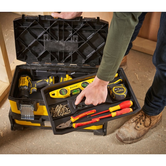 STANLEY 20 in. Metal Plastic Tool Box with Drawer