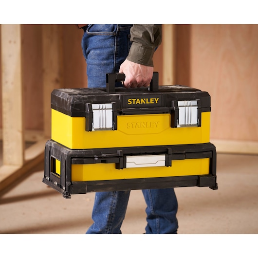 STANLEY 20 in. Metal Plastic Tool Box with Drawer