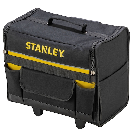 Side view of a STANLEY case trolley on a white background