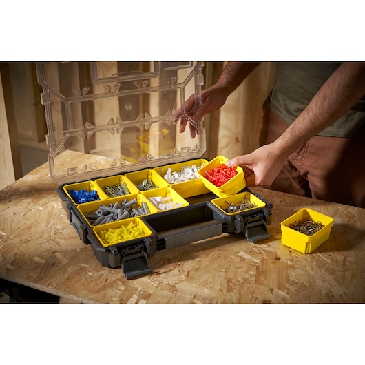 STANLEY® FATMAX® Pro Shallow Organiser with Plastic Latches Application Shot