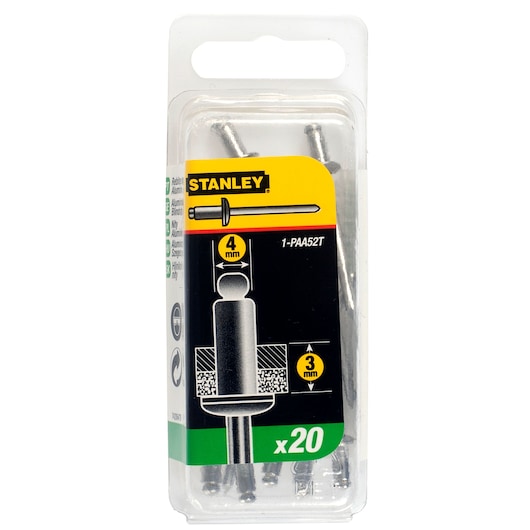 Rivets en aluminium STANLEY® 4 mm x 3 mm (boîte de 20)