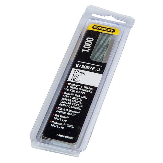 Clous STANLEY®, 18GA, type J, 12 mm (boîte de 1000)