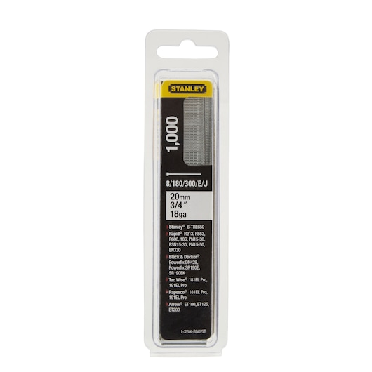 Clous STANLEY®, 18GA, type J, 20 mm (boîte de 1000)