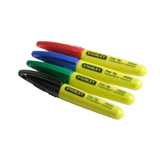 Marqueur mini STANLEY® carte 4 pièces (noir, bleu, rouge et vert)