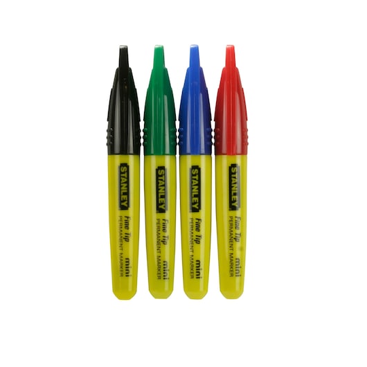 Marqueur mini STANLEY® carte 4 pièces (noir, bleu, rouge et vert)