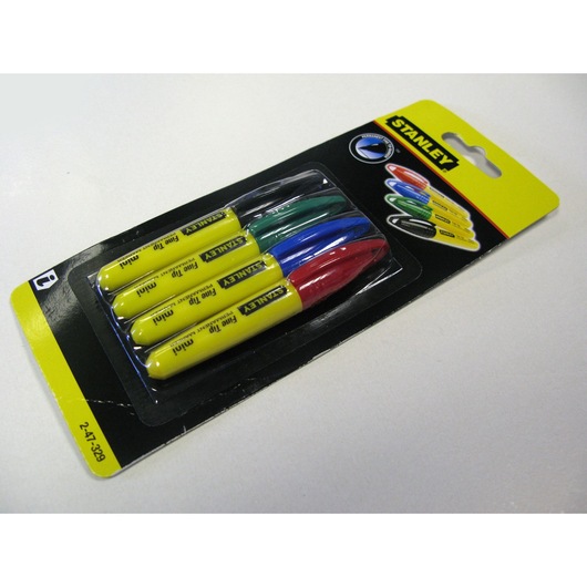 MARQUEUR MINI POINTE FINE  - 4 COULEURS - CARTE 4PCS