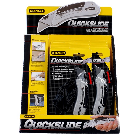 COUTEAU A LAME RETRACTABLE QUICKSLIDE PRESENTOIR 12PCS