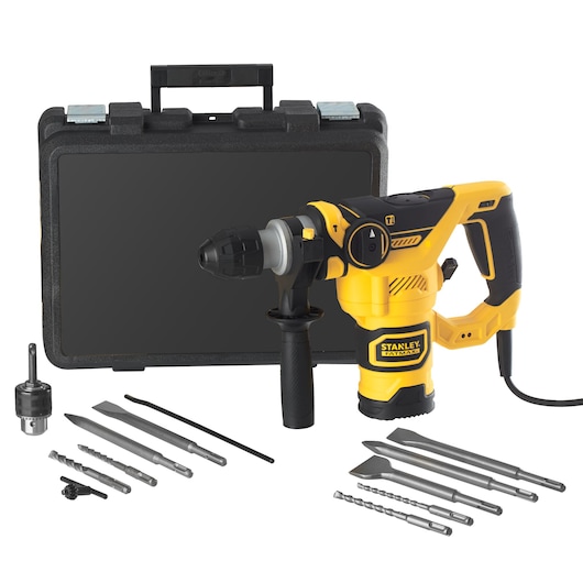 STANLEY FATMAX 1250W 3.5J Pneumatic SDS+ Hammer Drill with Kit Box + STA54400