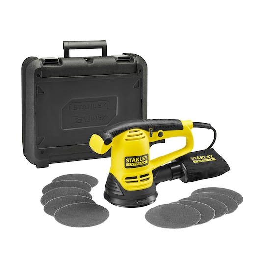 STANLEY® FATMAX® 480W Corded AC Random Orbit Sander with Kit Box and 10 Extra Sheets