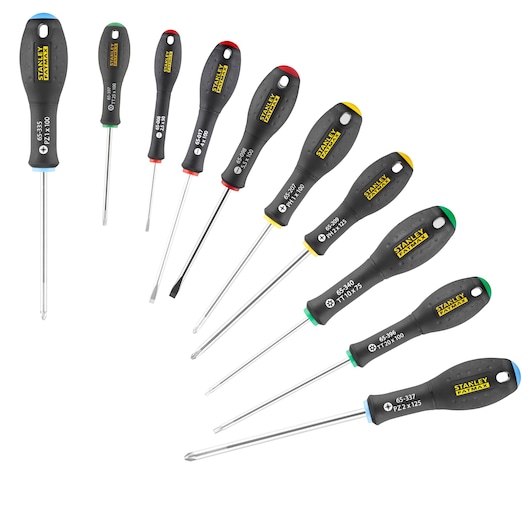 TOURNEVIS ELECTRICIEN + MECANICIEN + PHILLIPS + POZI + TORX  - JEU DE 10 PCS FATMAX