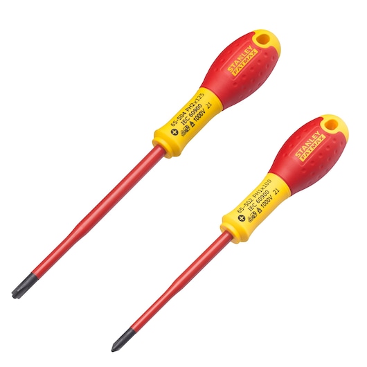 TOURNEVIS BORNIERS ISOLES 1000 V\nPH1X100mm et PH2X125mm - JEU DE 2 PCS FATMAX