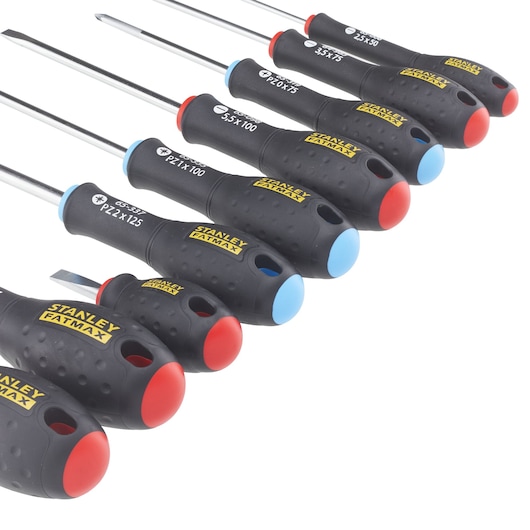 STANLEY® FATMAX® 9 piece Parallel Flared Pozidriv Screwdriver Set