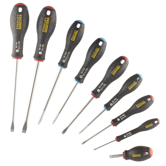 STANLEY® FATMAX® 9 piece Parallel Flared Pozidriv Screwdriver Set