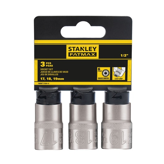 JEU DE DOUILLES 1/2" 6 PANS 17-18-19 MM FATMAX - 3 PIECES