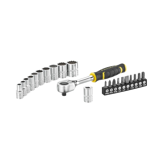 STANLEY®FATMAX® 1/4" 120 Tooth Ratchet and Socket Set with accessories (22 pieces)"