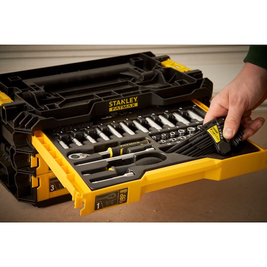 Boite à outils 3 tiroirs 126 outils Pro-Stack Fatmax STANLEY, 1464181, Outillage