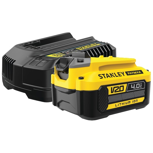 Chargeur Lithium Ion 18V 4A - Compatible avec toutes les batteries de la Gamme V20 - STANLEY FATMAX, SFMCB14-QW