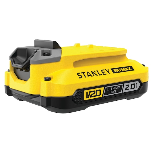 Batterie Lithium Ion 18V 2 Ah - Compatible avec tous les outils de la Gamme STANLEY FATMAX V20 - Robuste et Ergonomique avec Technologie Améliorée - Gamme V20 - STANLEY FATMAX, SFMCB202-XJ