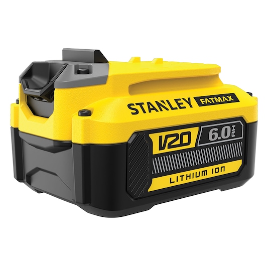 Batterie Lithium Ion 18V 6 Ah - Compatible avec tous les outils de la Gamme STANLEY FATMAX V20 - Robuste et Ergonomique avec Technologie Améliorée - Gamme V20 - STANLEY FATMAX, SFMCB206-XJ