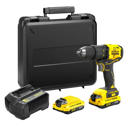 Perceuse Visseuse BRUSHLESS 60Nm - 18V - 15 réglages de couple, Mandrin 1 main 13mm, 0-600 / 1900 trs/min - Gamme V20 - STANLEY FATMAX, SFMCD710D2K-QW