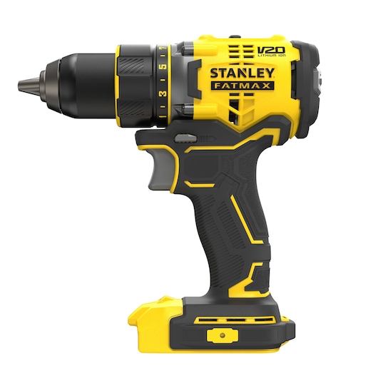 Perceuse Visseuse BRUSHLESS 80Nm - 18V - 15 réglages de couple, Mandrin 1 main 13mm, 0-600 / 2100 trs/min - Gamme V20 - STANLEY FATMAX, SFMCD720B-XJ