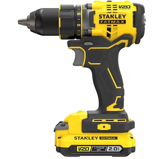 Perceuse Visseuse BRUSHLESS 80Nm - 18V - 15 réglages de couple, Mandrin 1 main 13mm, 0-600 / 2100 trs/min - Gamme V20 - STANLEY FATMAX, SFMCD720D2K-QW