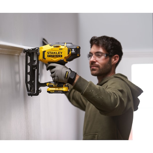 18V STANLEY® FATMAX® V20 16-Gauge Finishing Nailer with 2 x 2.0Ah Lithium-Ion batteries and Kit Box