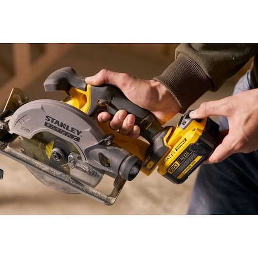 18V STANLEY® FATMAX® V20 Circular Saw with 2 x 4.0Ah Lithium-Ion Batteries and Kit Box