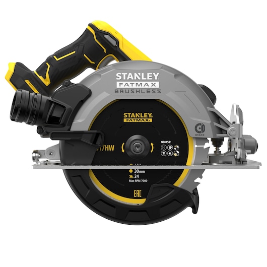 Scie circulaire BRUSHLESS 190mm - 18V - Alésage 16 mm, 5000 trs/min, Profondeur de coupe 54 mm (à 90°) et 45 mm (à 45°) - Gamme V20 - STANLEY FATMAX, SFMCS550B-XJ