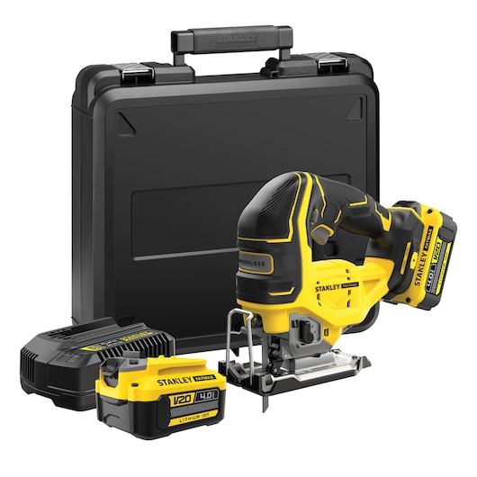 18V STANLEY® FATMAX® V20 Brushless Jigsaw with 2 x 4.0Ah Lithium Ion Batteries and Kit Box