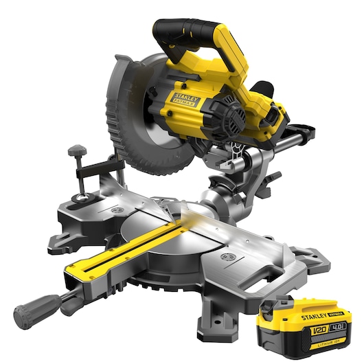  STANLEY FATMAX V20 Cordless 190mm Mitre Saw with 1 x 4.0Ah Lithium Ion Battery