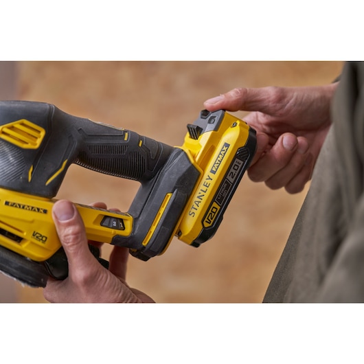 18V STANLEY® FATMAX® V20 Detail Sander with 1 x 2.0Ah Lithium-Ion Battery and Soft Bag