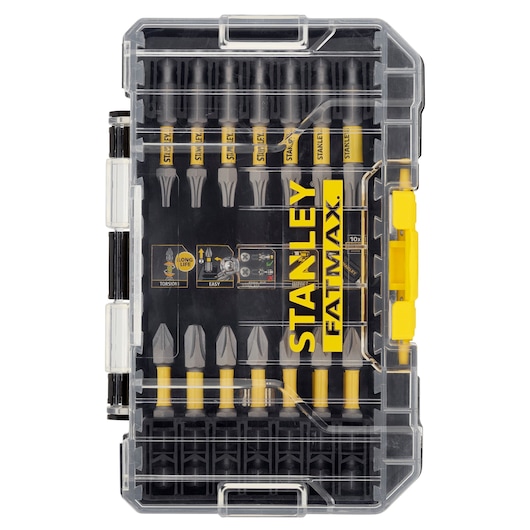 Porte-embout pour visseuse Stanley sta60490-xj coffret boîte compacte 30  vissage de 25 mm avec la présence d'un code couleur + 1 porte-embout,  noir