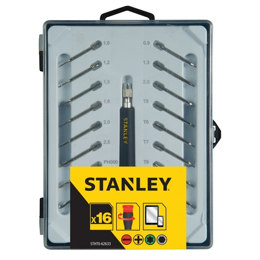 MICRO TOURNEVIS MULTILAMES \nFENTE + PHILLIPS + HEXAGONAL + TORX  - JEU DE 16 PCS