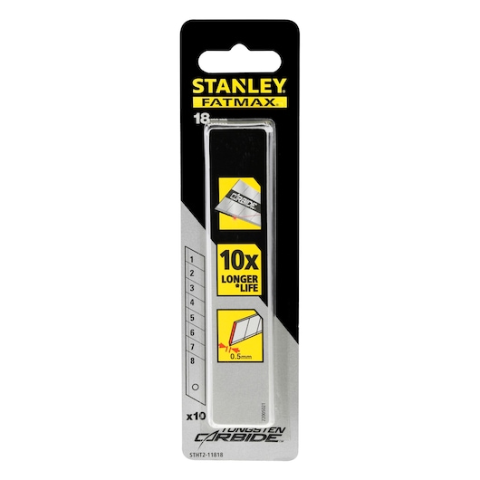 Lames de cutter STANLEY® FATMAX® CARBIDE™ 18 mm - Carte 10 lames