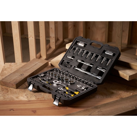 STANLEY® 1/4" and 1/2"" 72-Tooth Ratchets and Socket Set with accessories (72 pieces)