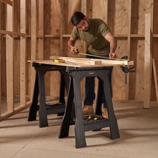 STST1-70355 STANLEY® Folding Sawhorse (Pair), 362kg Max. Capacity, application image