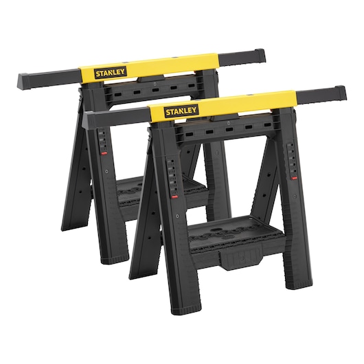 STANLEY® Folding Adjustable Height and Width Sawhorse (Pair), 450kg Max. Capacity, main image